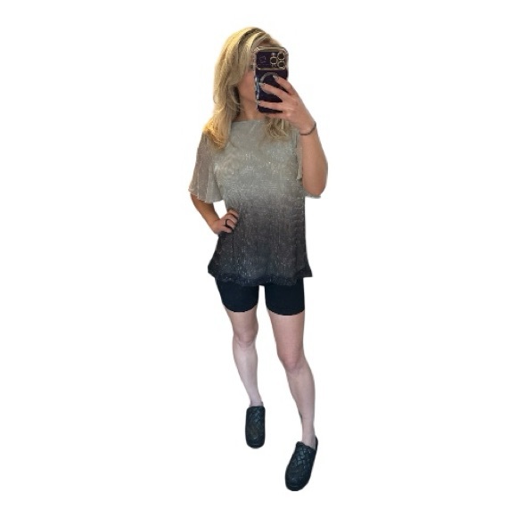 Show Me Your MuMu Shimmering Silver Ombré Blouse Size Small - Picture 2 of 5